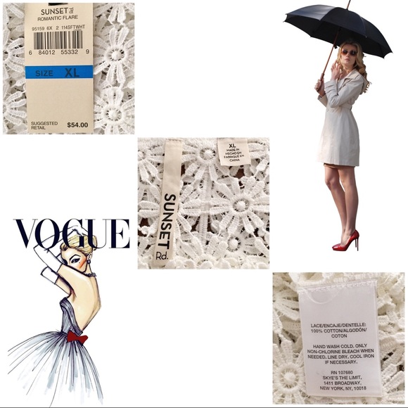 Sunset Rd Boho Floral Lace See-Through Top XL NWT - Picture 6 of 8